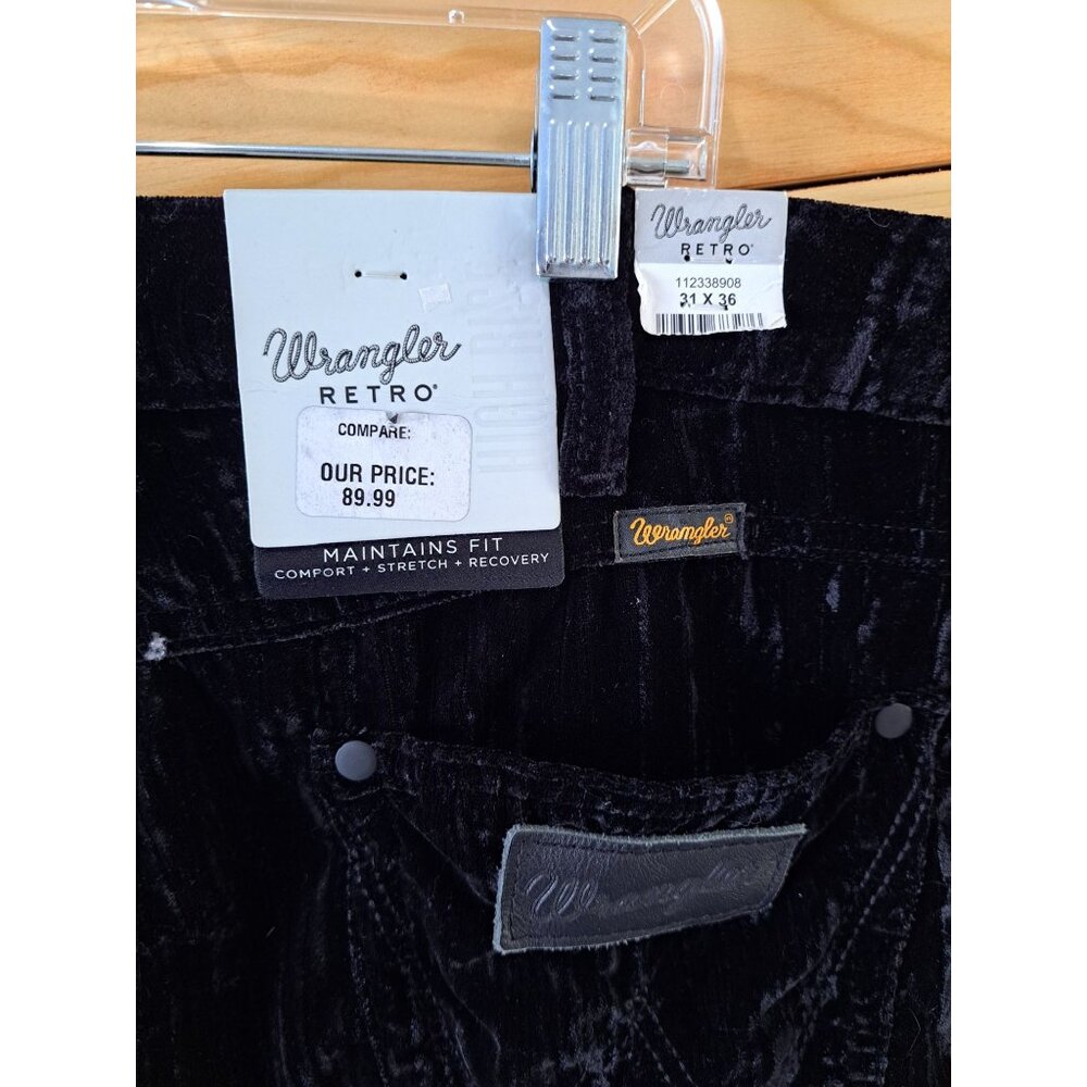 NEW Wrangler Retro Women's Velvet Black Hi Rise Flare Pants 31X36 New Tags XL - Picture 5 of 11